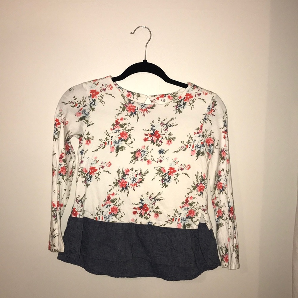 Gap kids, Floral design with extended denim ruffle